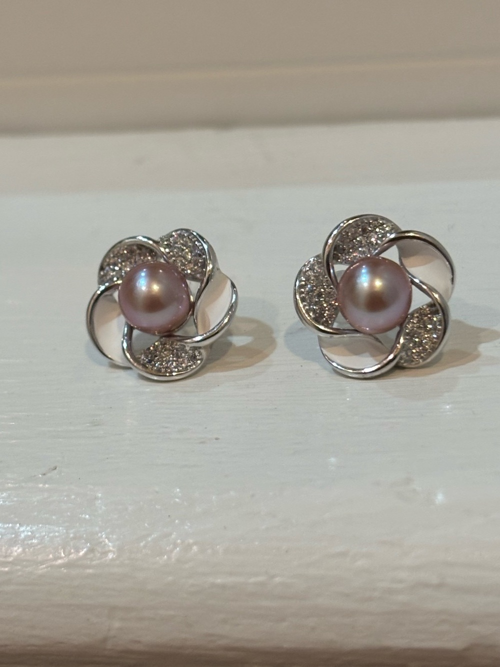 Sterling Silver Pink Freshwater Pearl Earrings